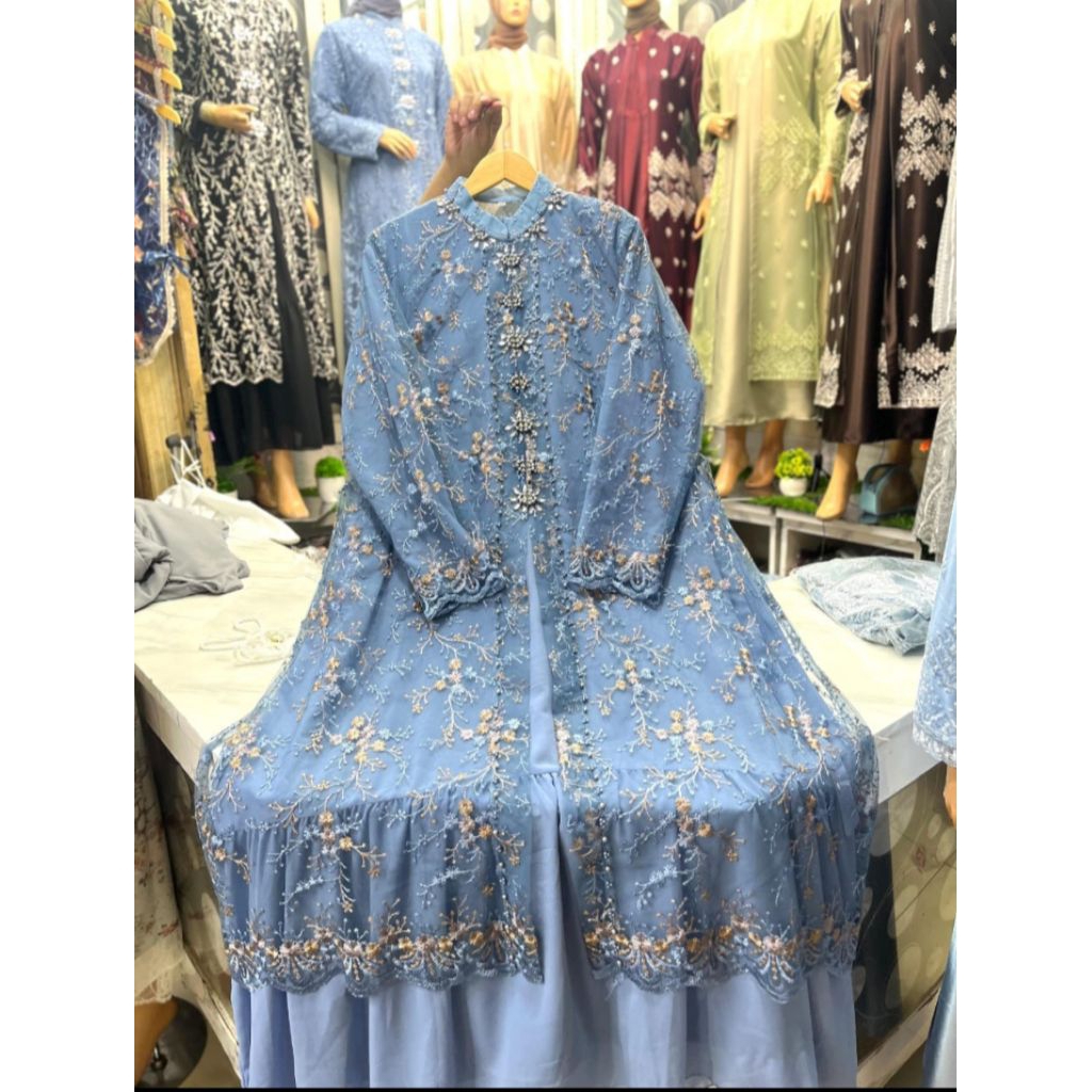 Gamis baru/Gamis burkat/gamis Kondangan Pesta Maxi Mewah/jelita dres/Gamis andari Dewasa Mutiara Til