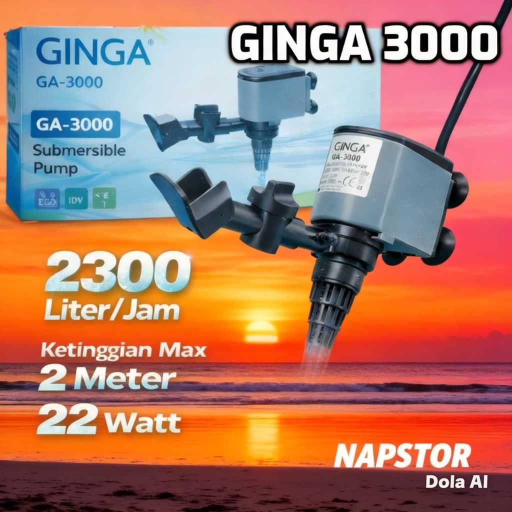 GINGA GA 3000 POWER HEAD Mesin Pompa Celup Filter Aquarium Aquascape Air Terjun Kolam Ikan Gelembung