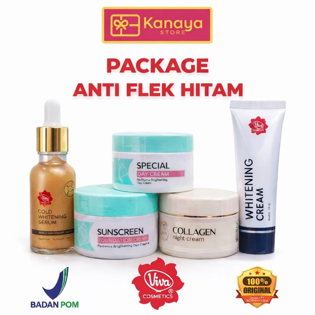 VIVA Paket Anti Flek Noda Hitam | Paket Flek Glowing Serum , Paket Flek Serum Gold