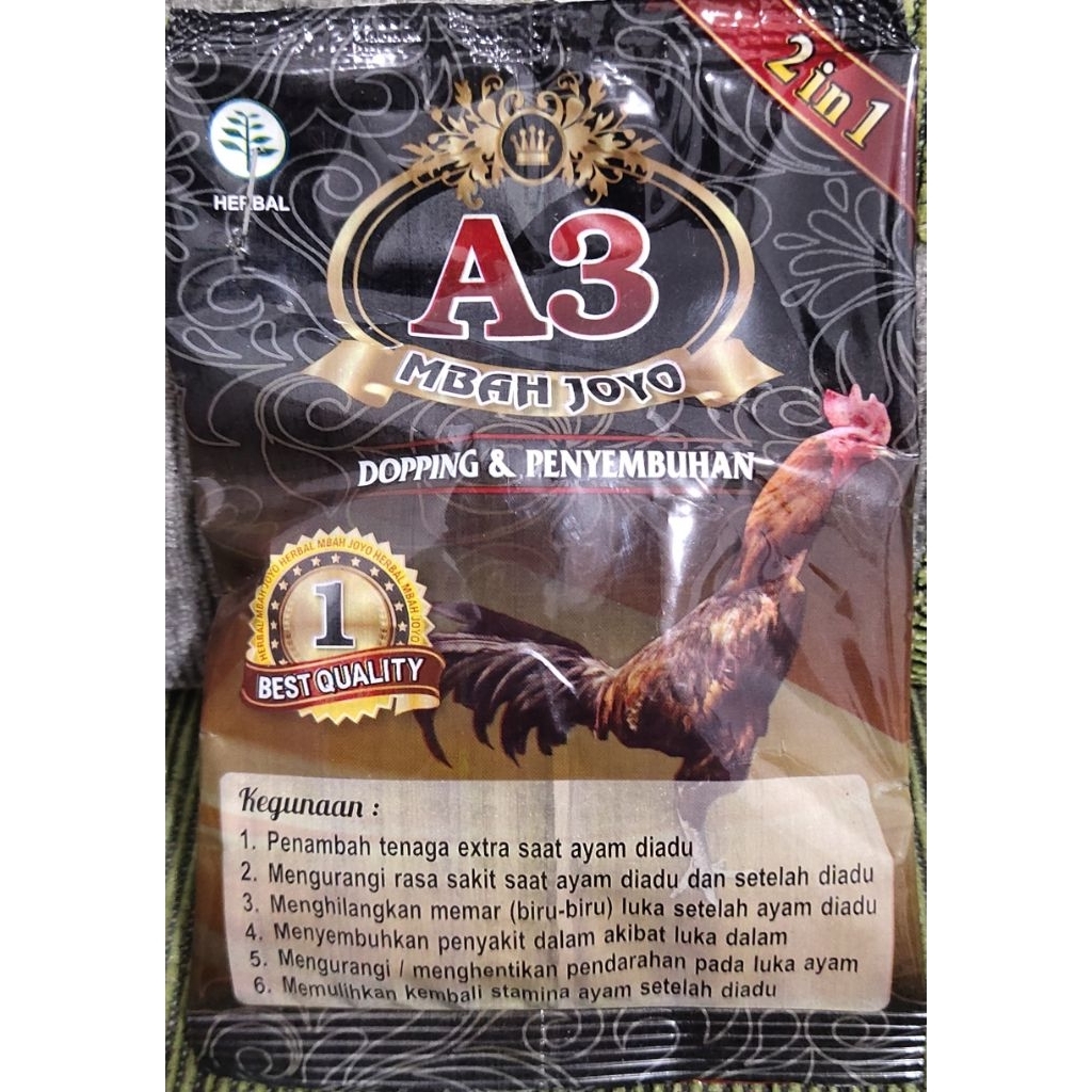Jamu Herbal Mbah Joyo A3 Khusus Untuk Stamina Ayam Aduan (1 bungkus isi 12 butir)