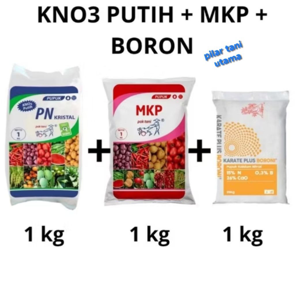 pupuk paket lengkap 3 kg mkp +boron +kno3 kristal