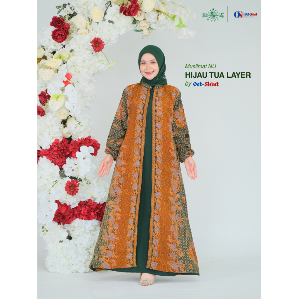 Gamis Muslimat NU Layer Hijau Tua Premium Sandwash