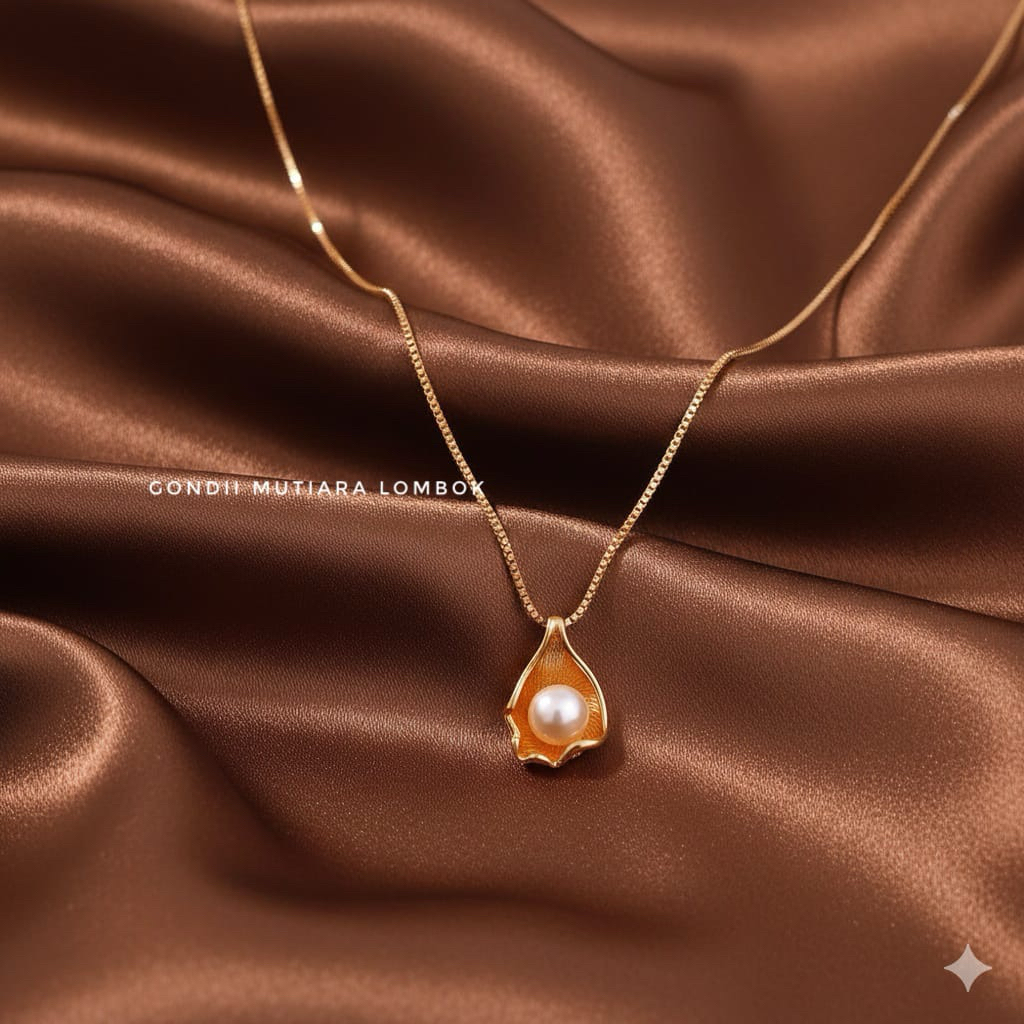 Kalung Kerang Kecil Mutiara Asli Air Tawar Cantik Sederhana Minimalis Dengan Desain Elegan