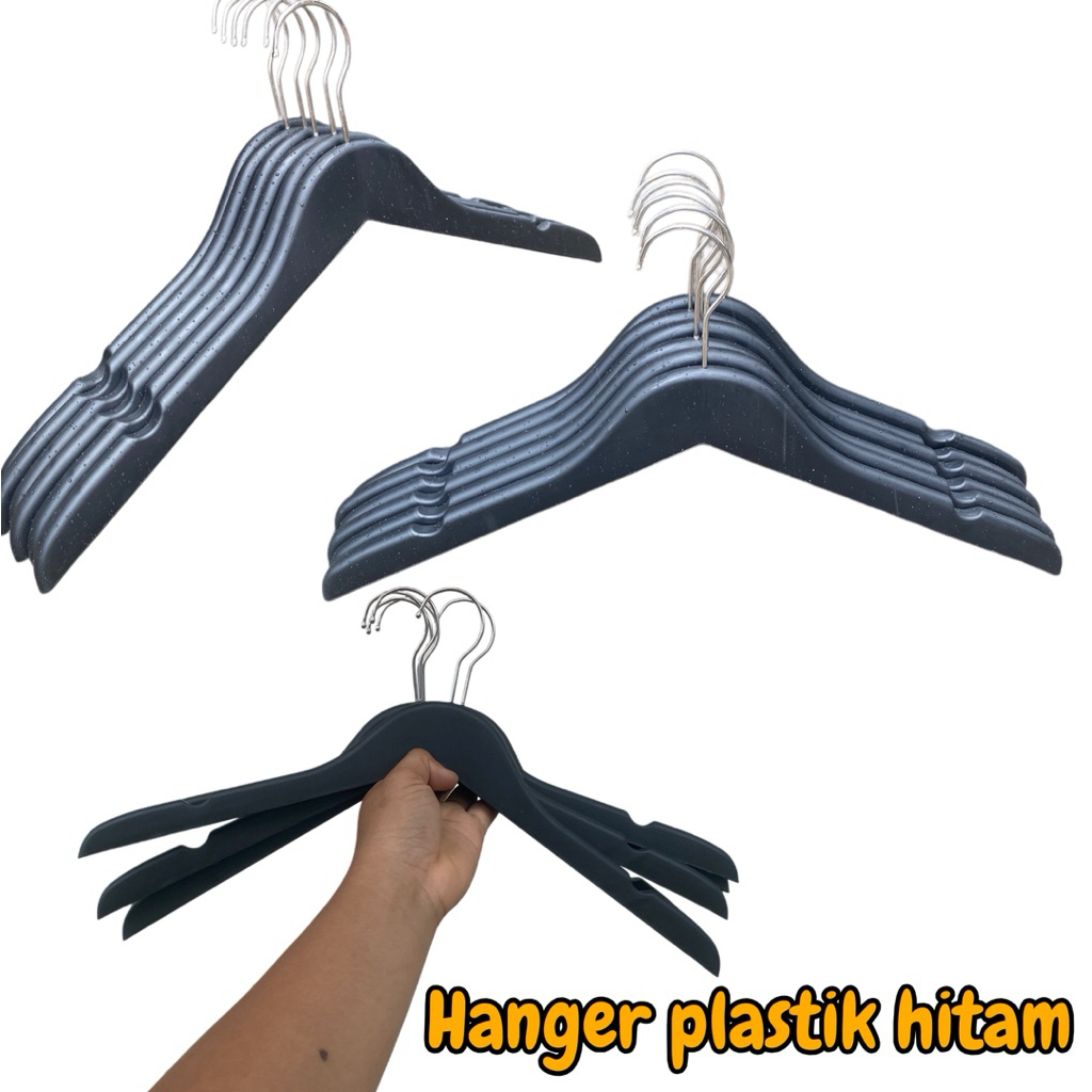 Hanger Plastik hitam ukuran dewasa - Gantungan Baju Plastik - gantungan baju estetik - Hanger baju -