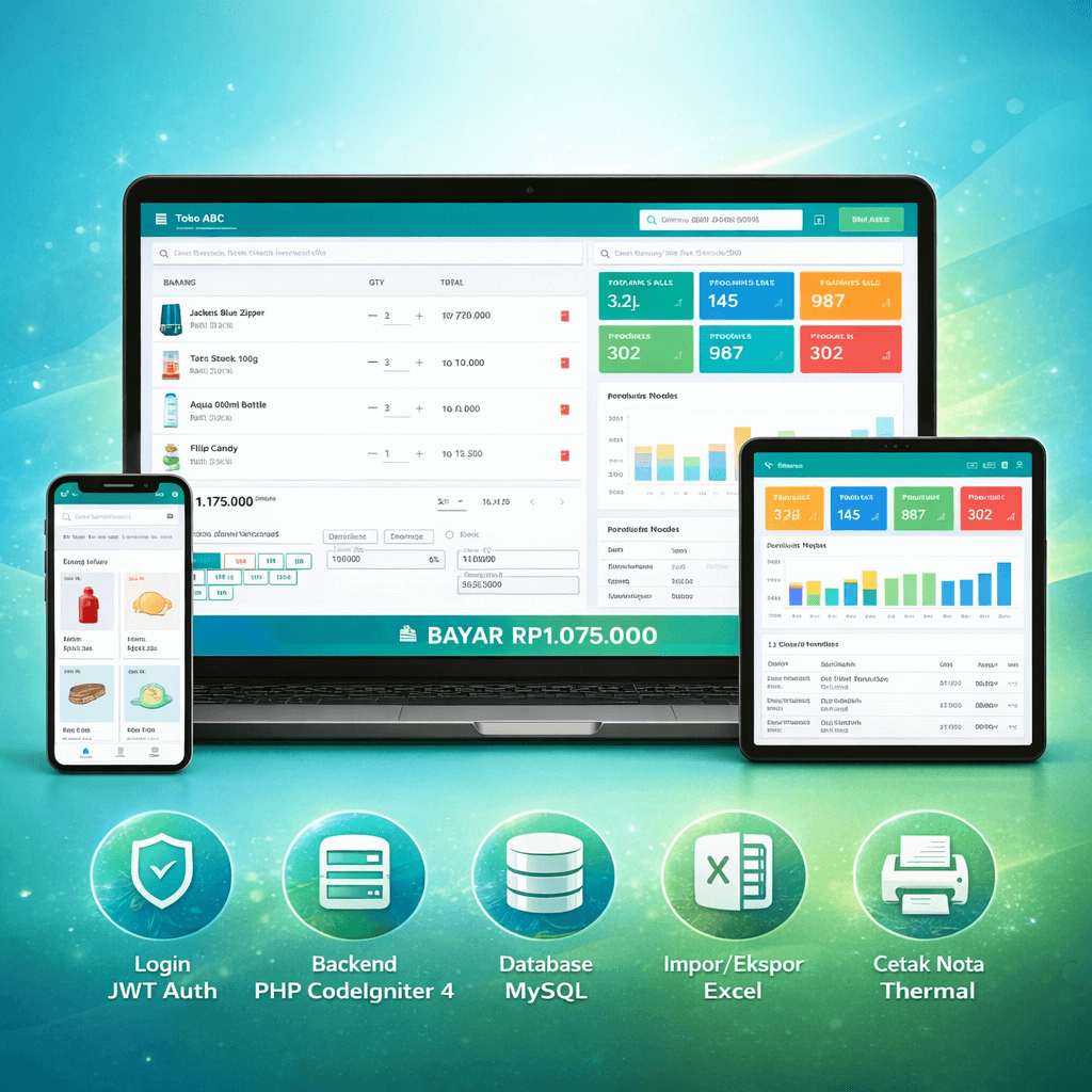 Source Code Aplikasi Kasir POS Web Warung & Toko – PHP CodeIgniter 4 + Vue – Support Thermal Printer