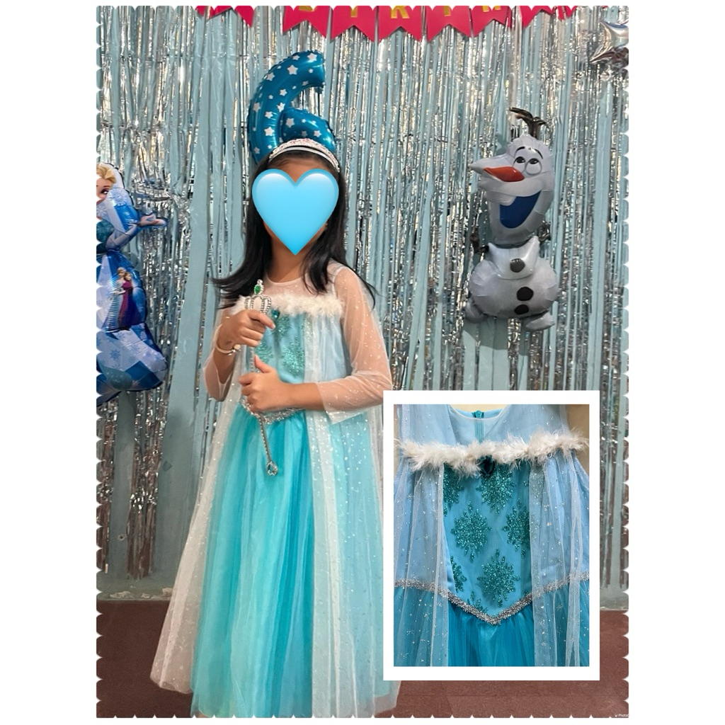 Baju pesta ulang tahun anak umur 4-6 tahun Frozen (PL)