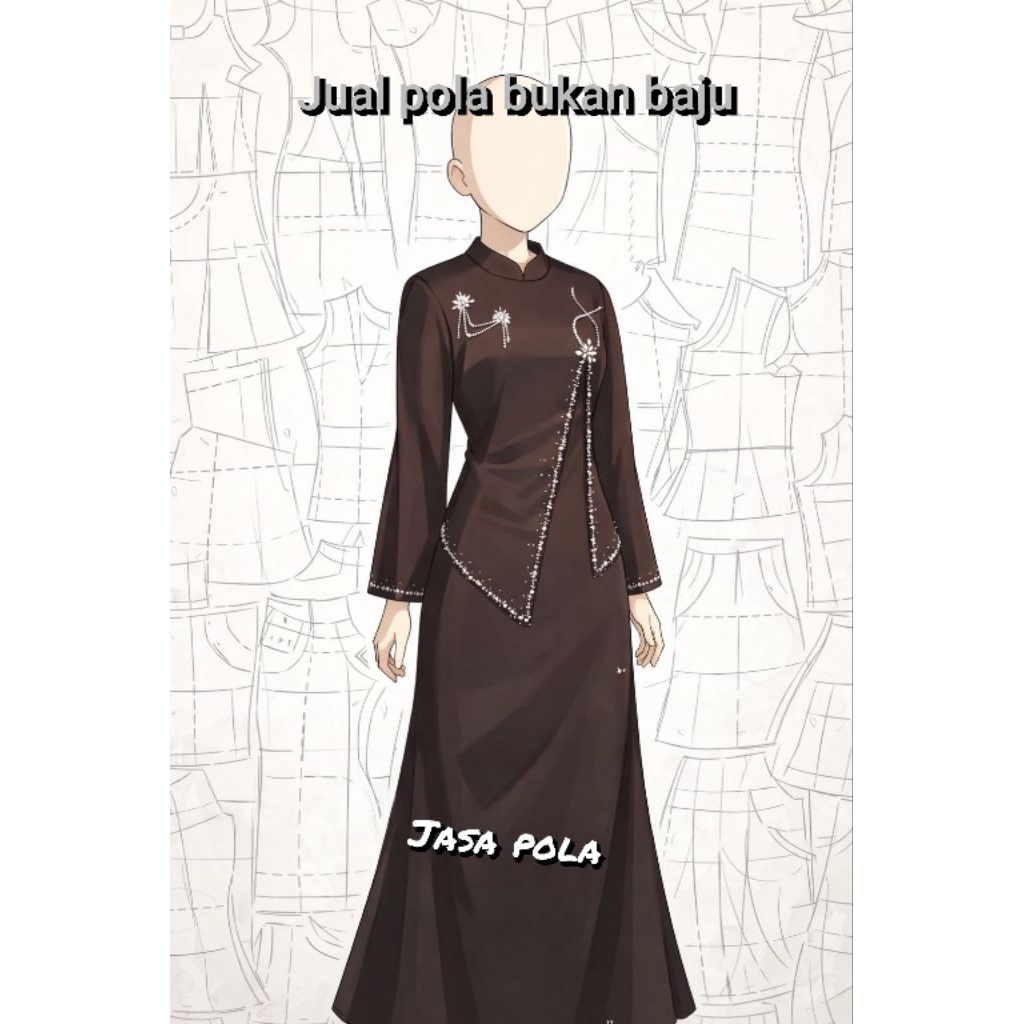 pola gamis 2 lapis pola baju instan pola gamis kerah Shanghai jasa pola baju pola instan
