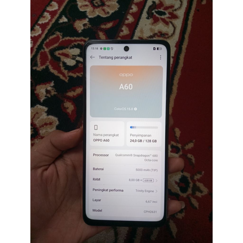 oppo a60 ram 8/128gb hp saja