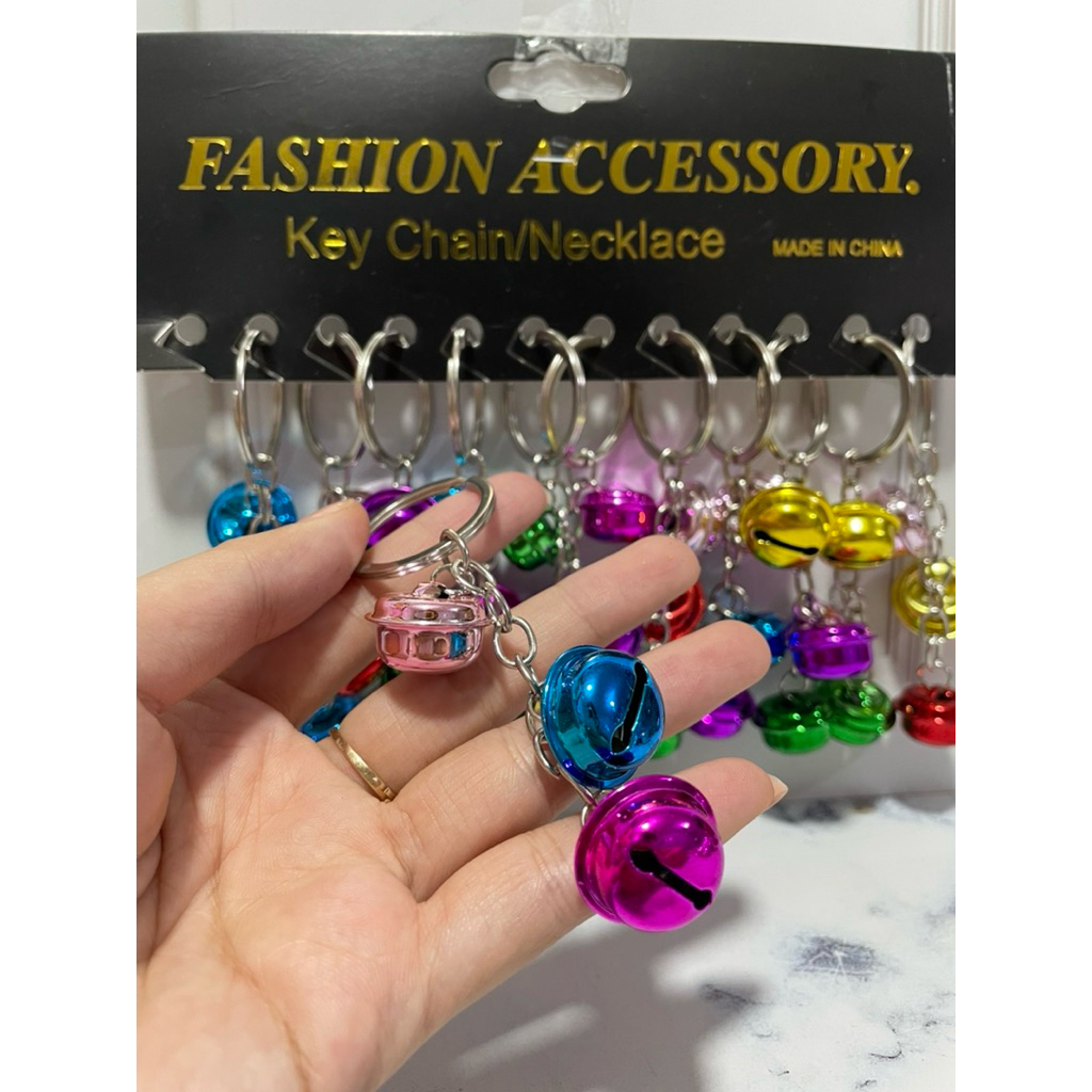 Gantungan kunci motor rumah bel -Gantungan Kunci Lonceng Kerincingan 3 Susun Warna-Warni Lucu