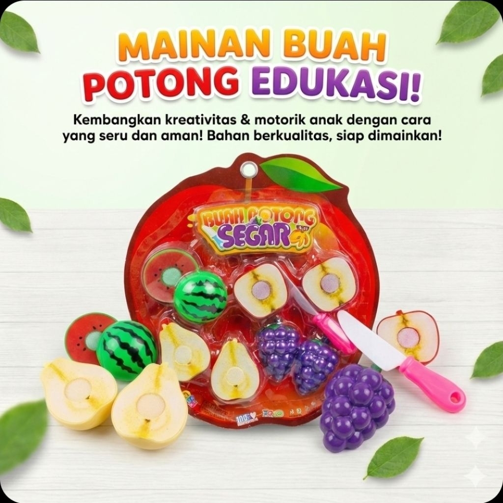 mainan buah potong dengan perekat bisa dipotong dan direkatkan kembali - BUAH POTONG SEGAR SET