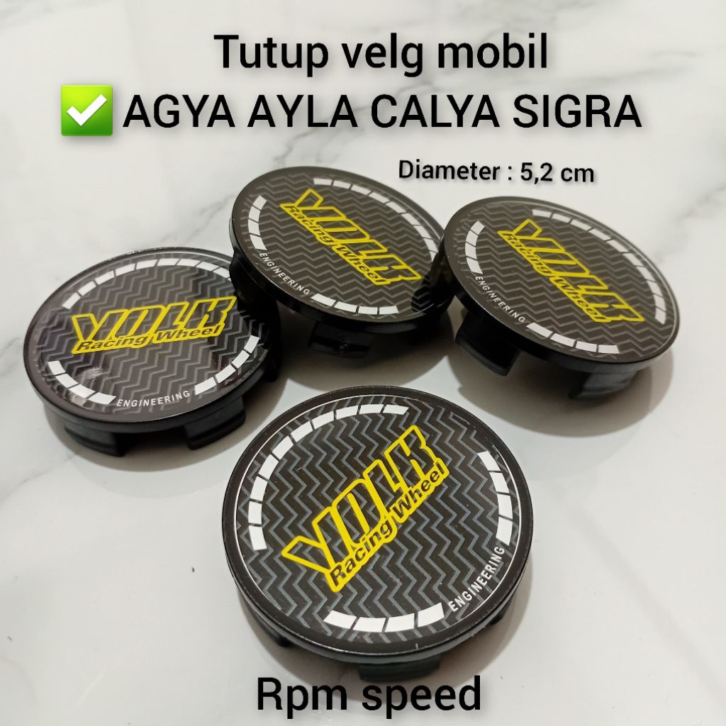 dop roda velg variasi mobil AGYA AYLA CALYA SIGRA diameter 5,2 cm harga set 4pcs.