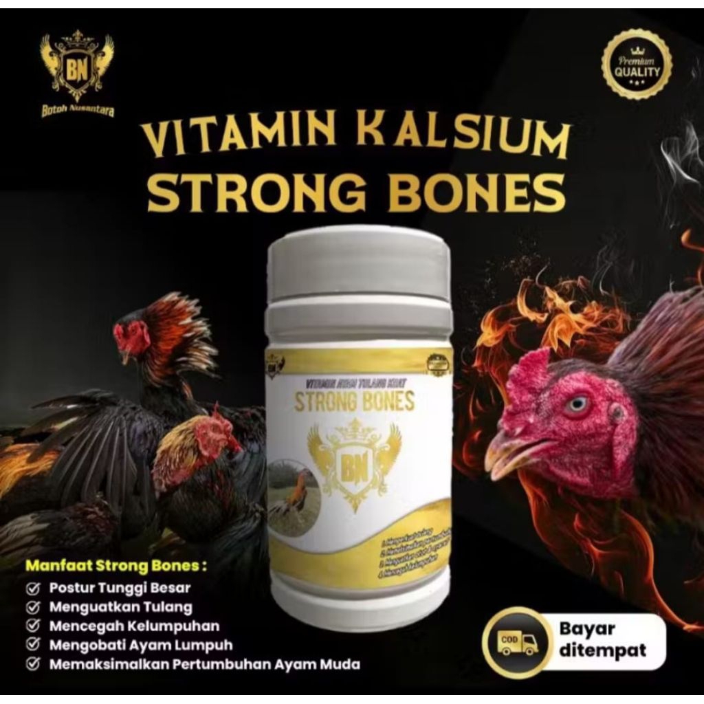 STRONG BONES Vitamin Ayam Laga Extra Kalsium Tinggi Suplemen Untuk Struktur Tulang Kuat, Memaksimalk
