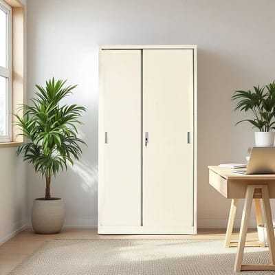 Krisbow Lemari Arsip Kantor Besi 2 Pintu Geser - Krem Beige