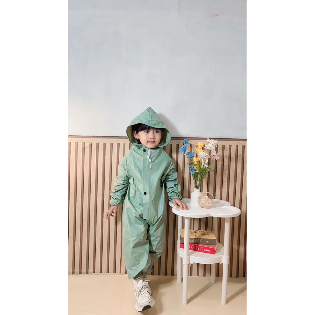 Jas Hujan Jumpsuit Anak Laki-Laki Perempuan Model Jumpsuit stylish Tebal Anti Rembes 1 - 5 Tahun