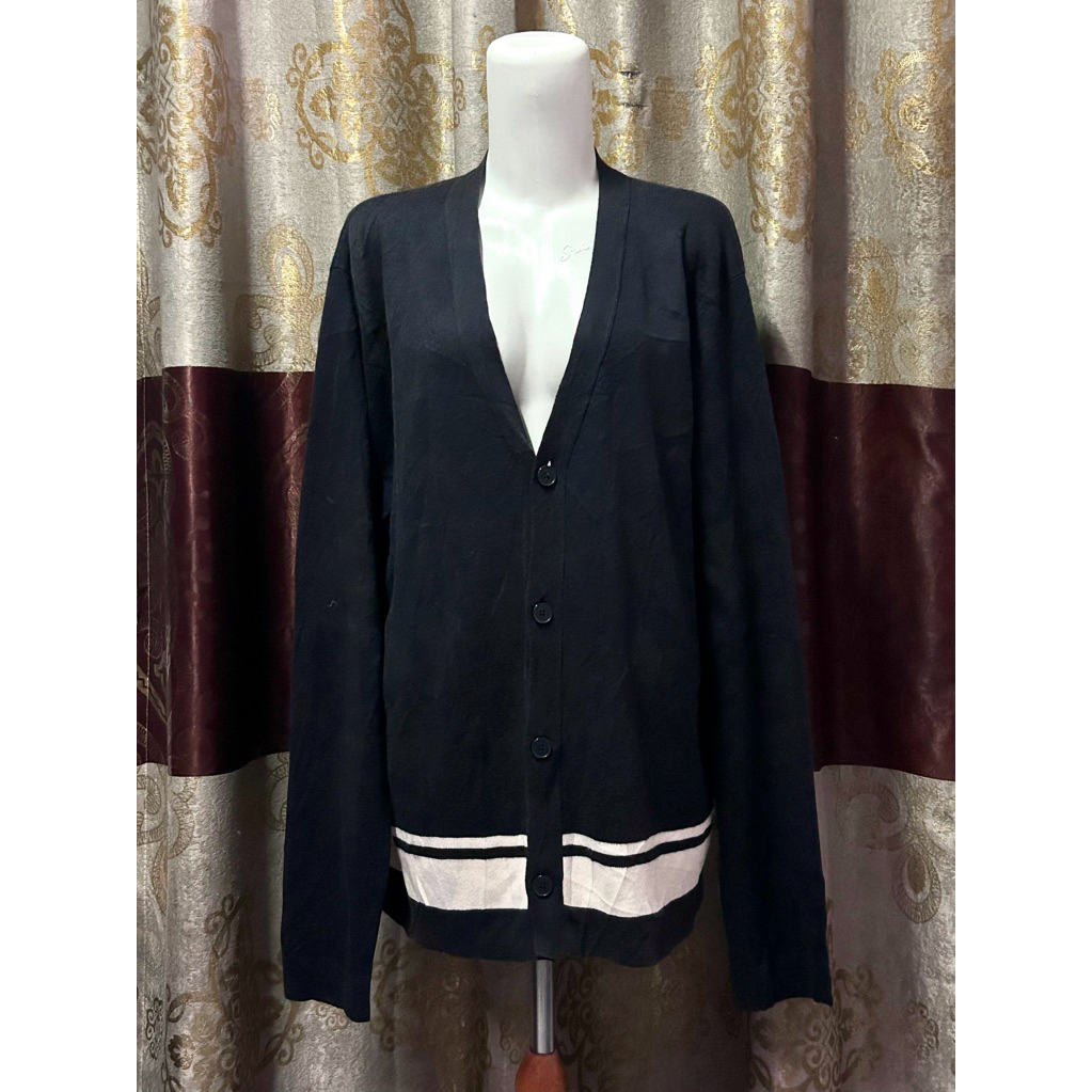branded 8seconds fulltag - preloved cardigan rajut / knitwear navy putih bahan premium tebal
