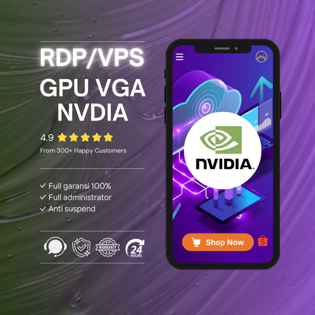 RDP / VPS GPU VGA NVDIA BISA GAMING AI MINING FULL ADMINISTRATOR FULL GARANSI