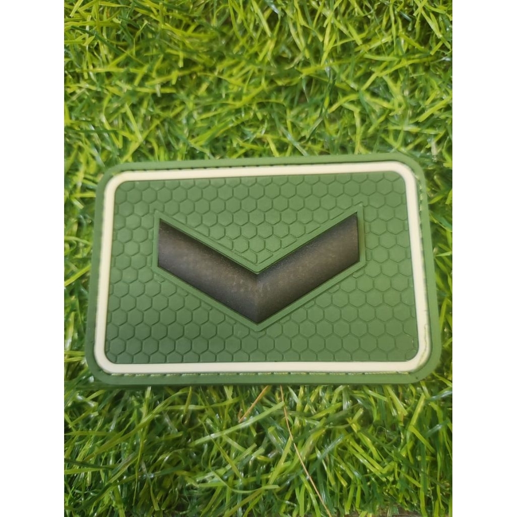 Patch Rubber Pangkat Serda List Putih 3D