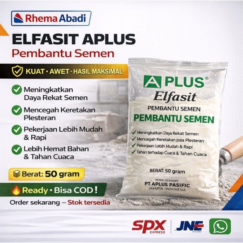 RHEMA ABADI - Elfasit Aplus 50 gram / alkasit / pembantu semen