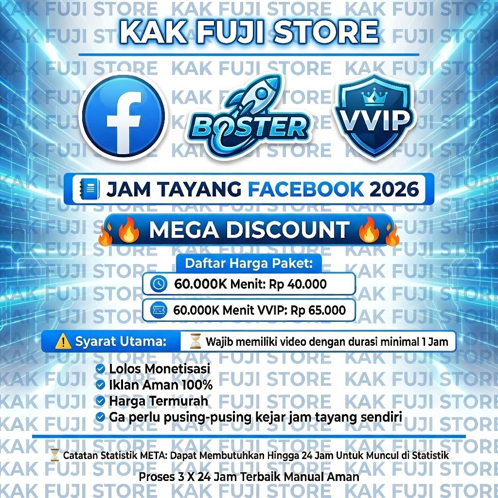 jam tayang 60k menit Facebook Facebook monetisasi jam tayang