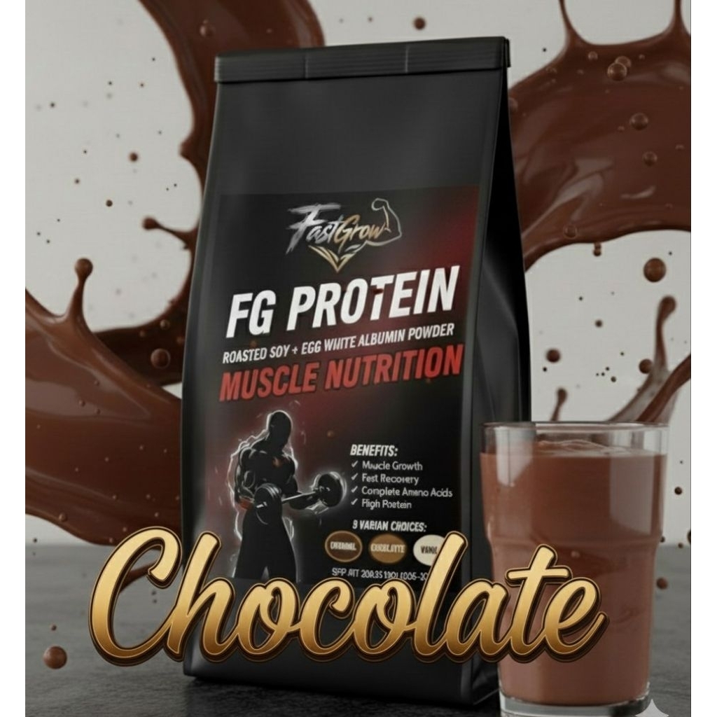 1 Kg Dark Chocolate FG Whey Protein kedelai + Protein putih telur/protein otot/mass gainer/protein f