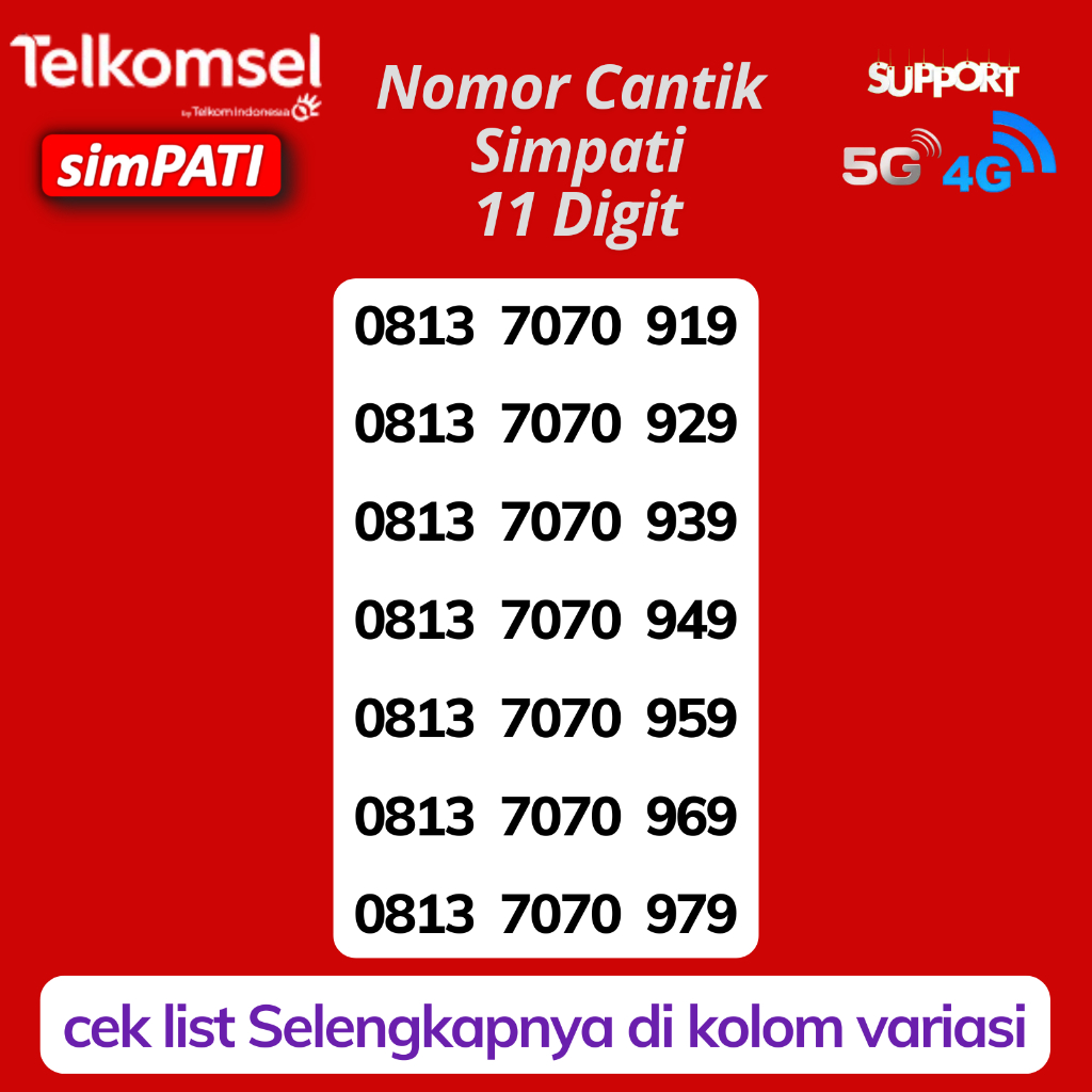 Nomor Cantik Telkomsel 11 Digit - Kartu Perdana Simapti 11 Digit - Nomor Cantik Simpati 11 Digit - N