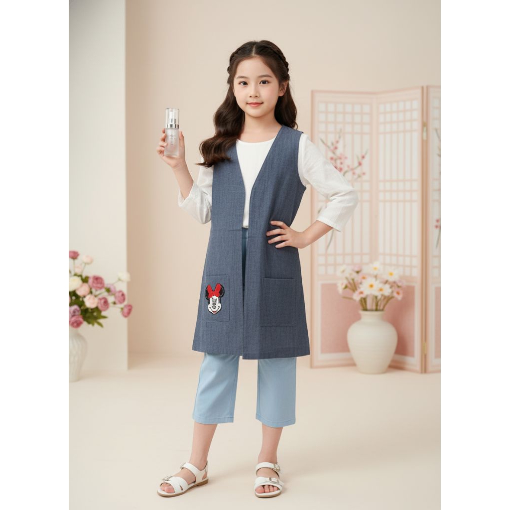 Chila outer denim anak perempuan usia 8-10tahun