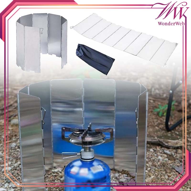 8pcs/Set Penahan Angin Kompor Portable Windshield Kompor Camping Outdoor Penghalang Angin Kompor Cam