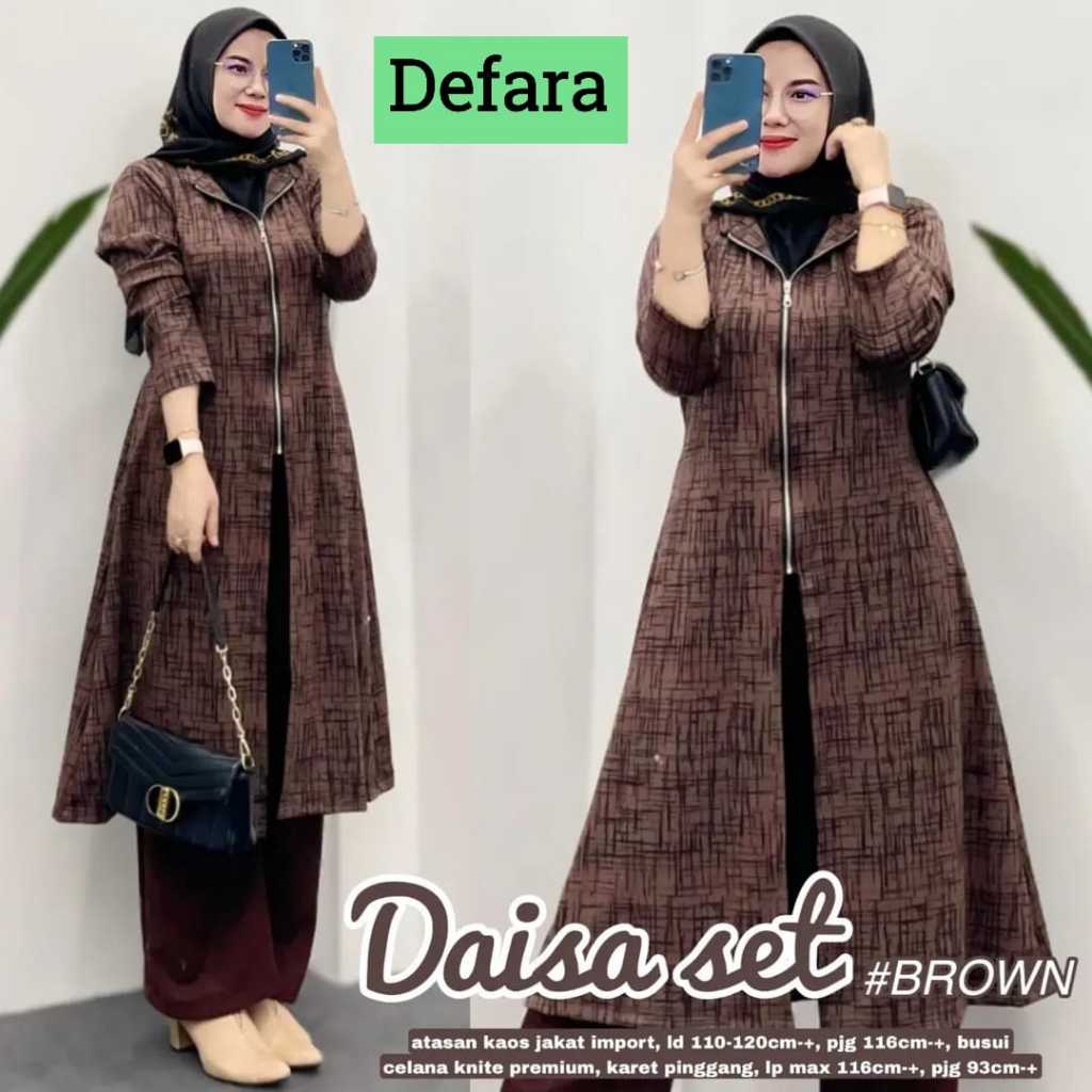 Daisa Set Setelan Long Cardigan Celana Panjang Original "Defara" Bahan Knit Import Premium Outer Mot