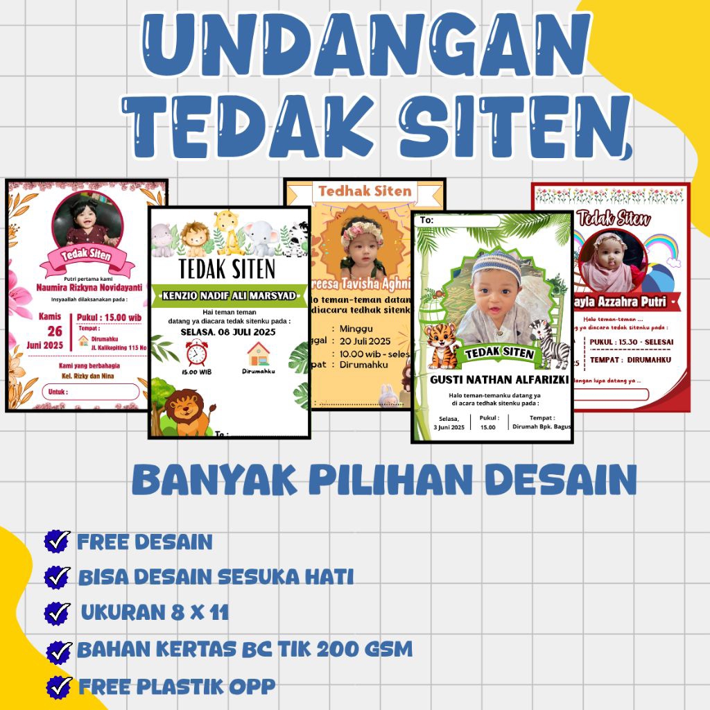 UNDANGAN TEDAK SITEN - UNDANGAN TEDHAK SITEN - UNDANGAN PITONAN - FREE DESAIN - BISA CUSTOM