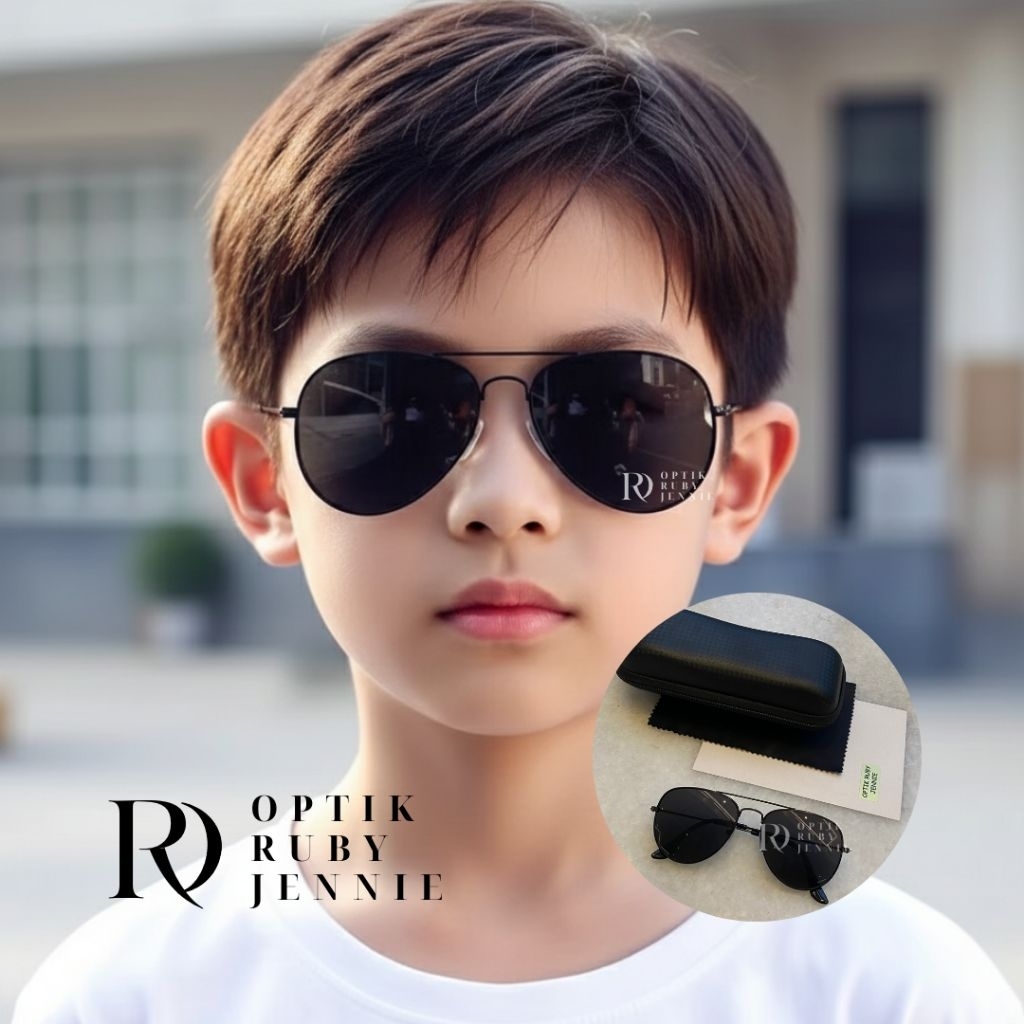 OptikRuby Kacamata Anak bisa minus Lucky Black kacamata bening antiuv best seller sunglass cewek cow