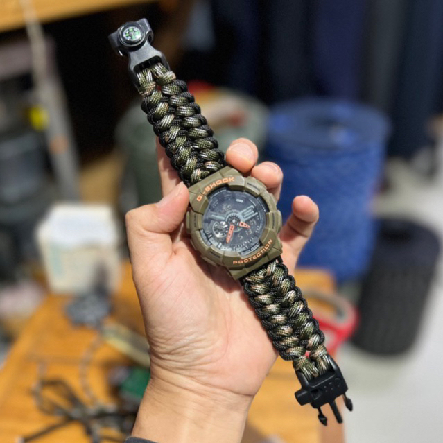 Nabnad Paracord Strap Jam Tangan Casio Gshock G-Shock Adapter Spring Bar Pen 16 Mm Buckle Survival N