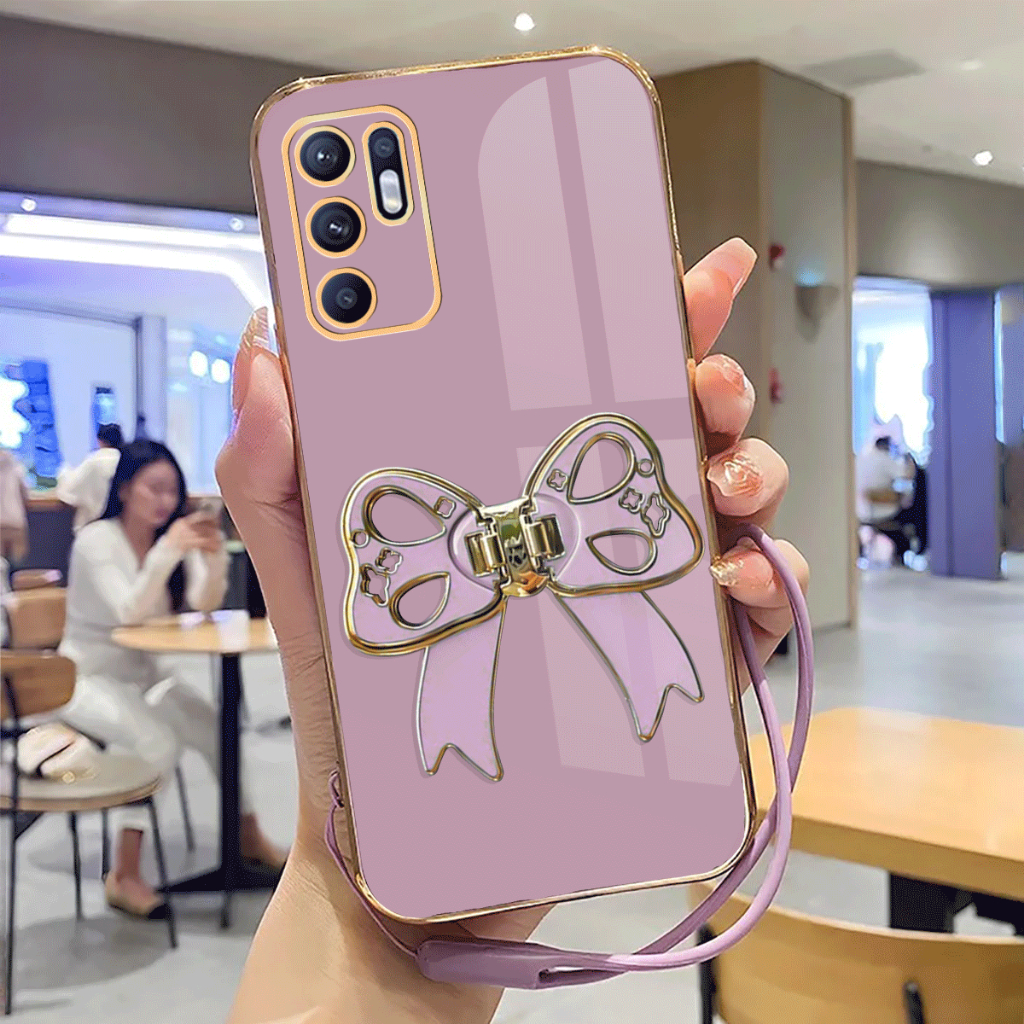 Case Oppo Reno 6 4G Softcase TPU Plating With Stand Elegan