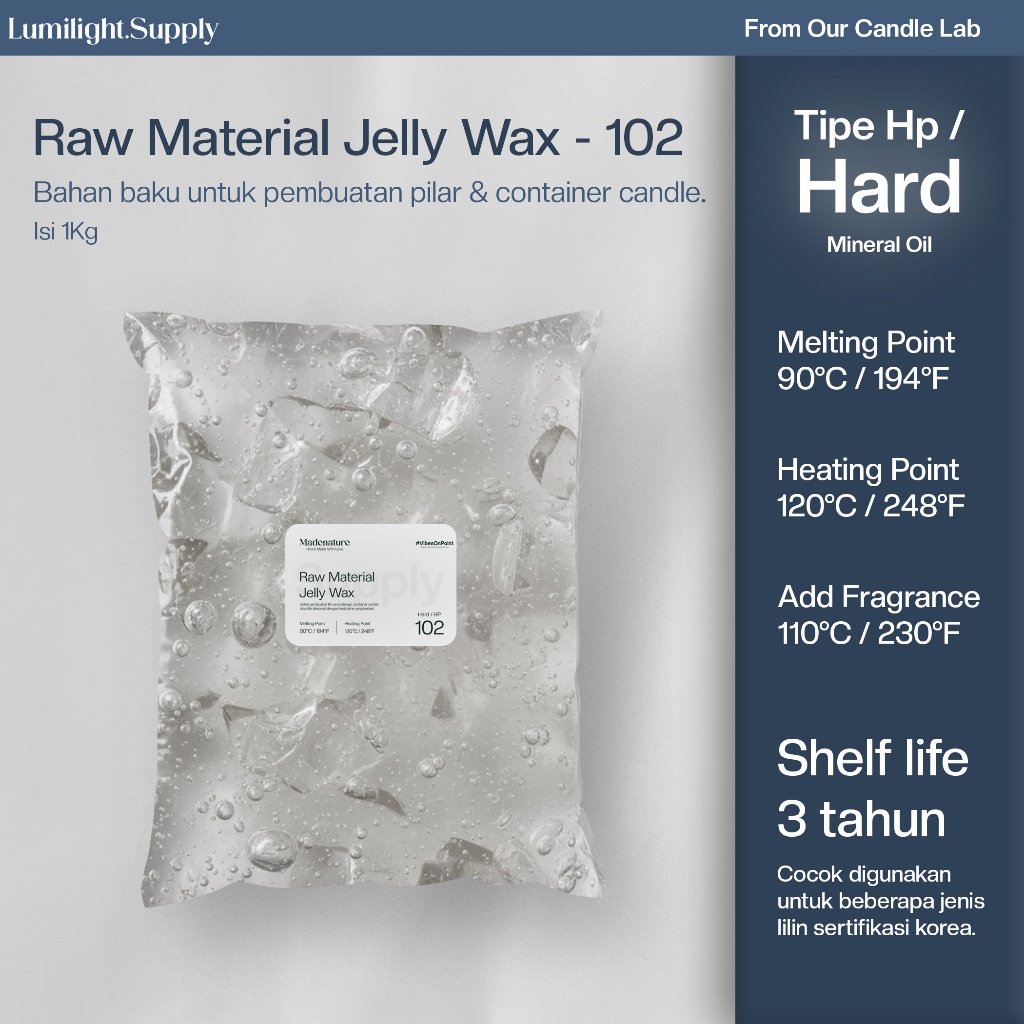 [500G] Jelly Wax 102 - Bahan Pembuat Scented Candle Lilin Aromaterapi by Madenature