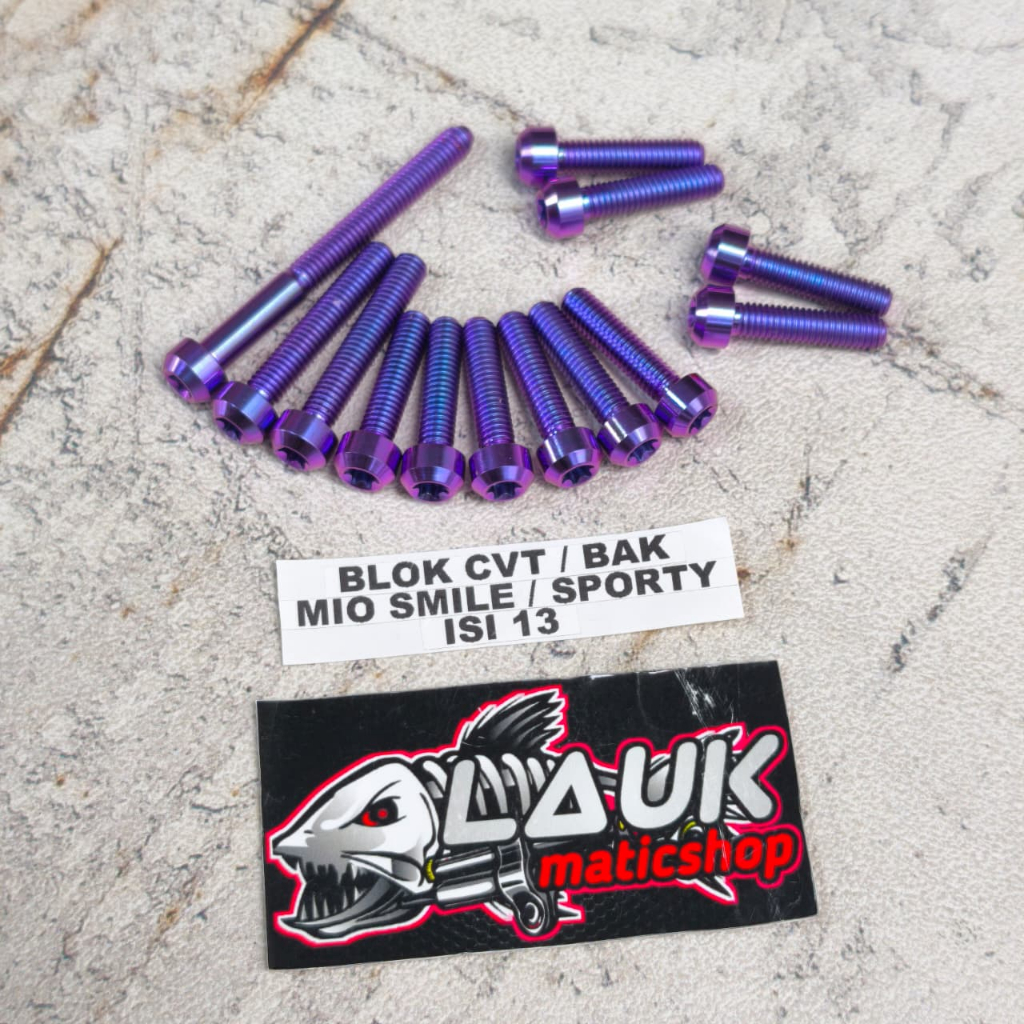 Baut titanium bak / blok cvt mio sporty/ mio smile isi 13 Baut blok cvt mio sporty