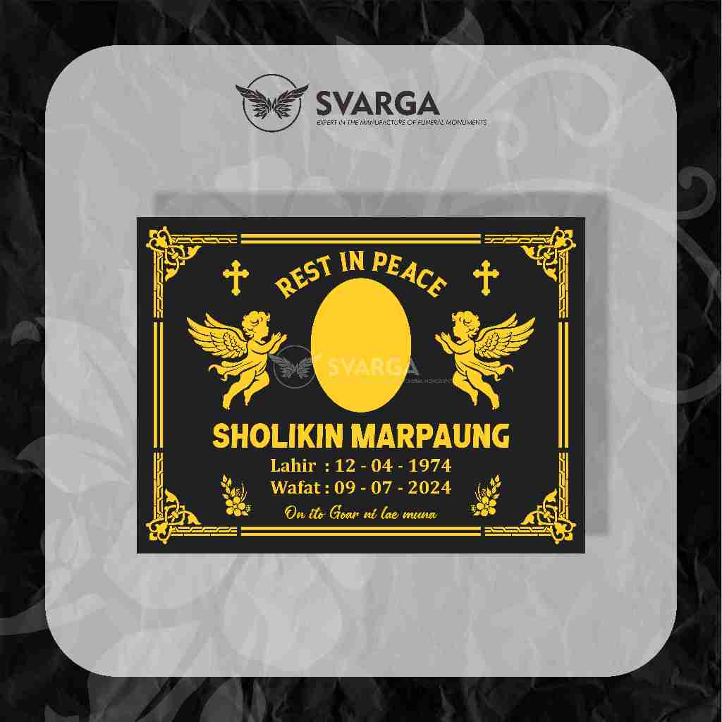 Batu nisan kristen + Foto abadi (ukuran 30x40) TERBAIK + FREE PACKING KAYU