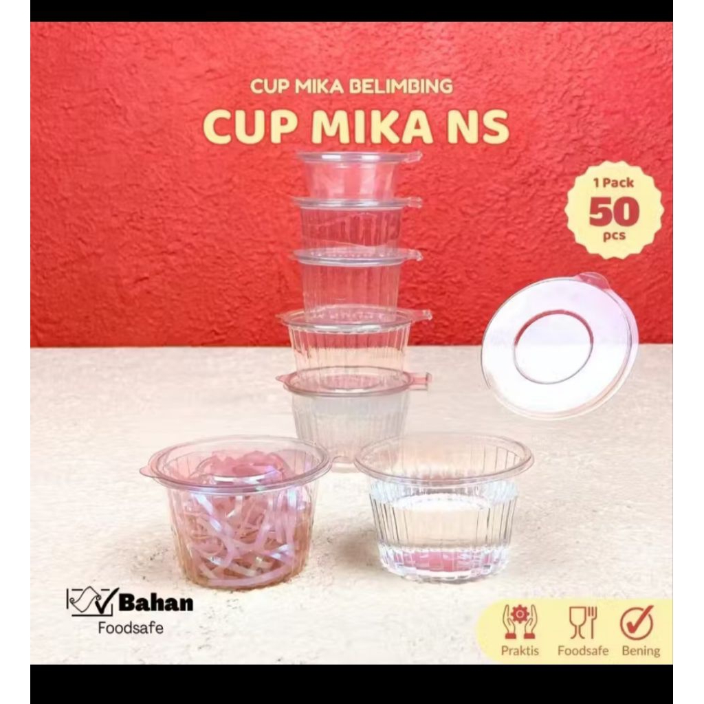 [50 PCS] Cup Jelly Mika Sambal Sauce Agar Pudding Belimbing Tutup Sambung NS 60ml