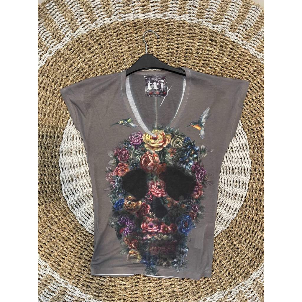 [PRELOVE] Kaos Wanita Original Zara Abu Motif Bunga