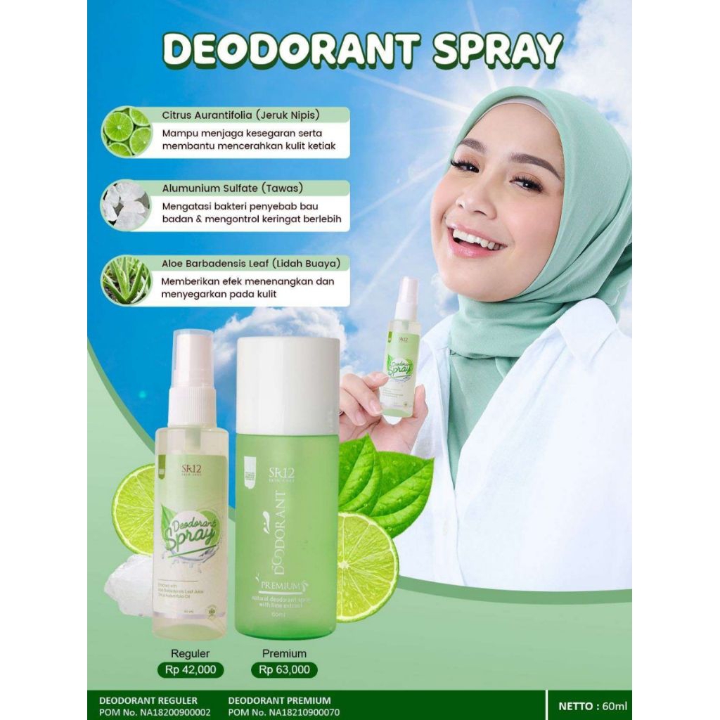 Deodorant Spray SR12 | Deodorant Premium SR12 | Tawas Spray | Deo Spray