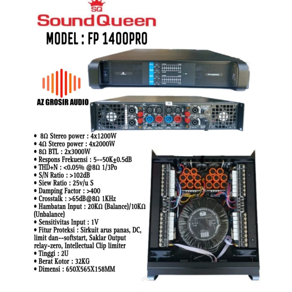 Power amplifier soundqueen FP41400 power soundqueen 4 Chanel FP14004 PRO