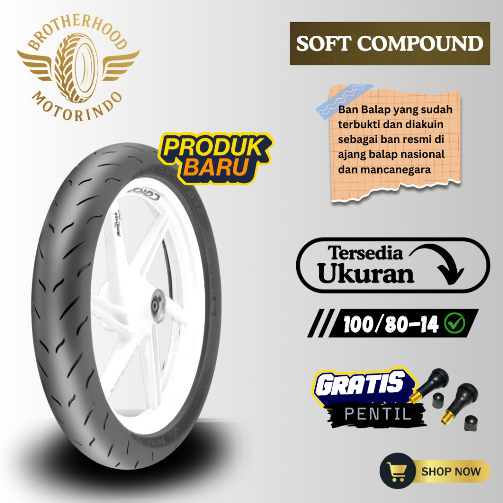 BAN CORSA R46 TUBELESS (100/80-14) BAN CORSA TUBLES / CORSA SOFT COUMPOUND / BAN MOTOR RING 14 / BAN