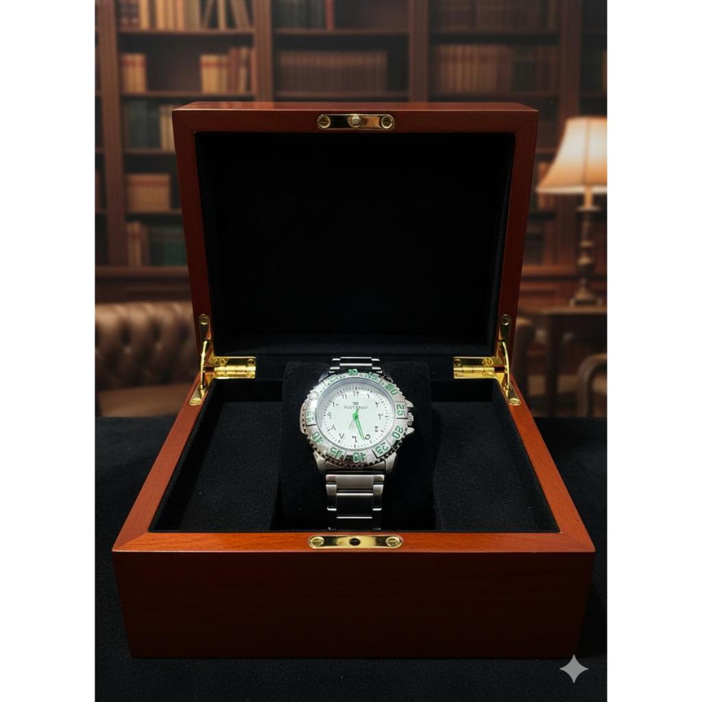 Jam Tangan Pria Rantai Stainless Steel Angka Arab Kaligrafi Anti Air