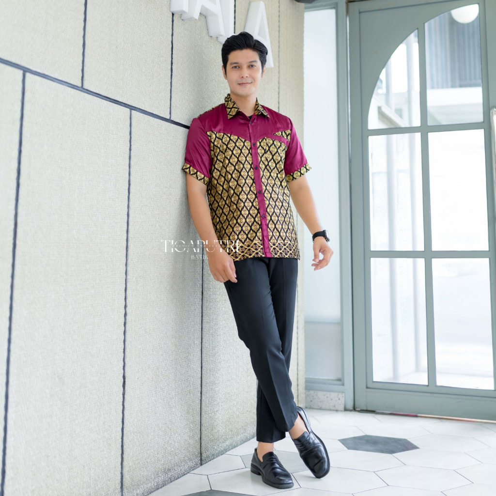 Sentosajaya_1 Gamis Batik Brokat - Gamis Raya Set Couple Gamis Syari Modern Brokat Batik Velvet M L