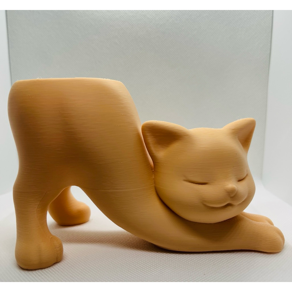 MonoPlanter – Stretching Cat Sculptural Planter (Planter Kucing Minimalis)