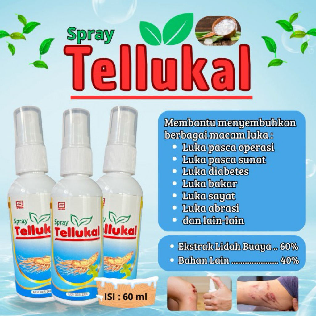 SPRAY TELLUKAL 60ml – Obat Luka Herbal | Luka Diabetes, Operasi, Bakar & Sunat | Cepat Kering & Alam