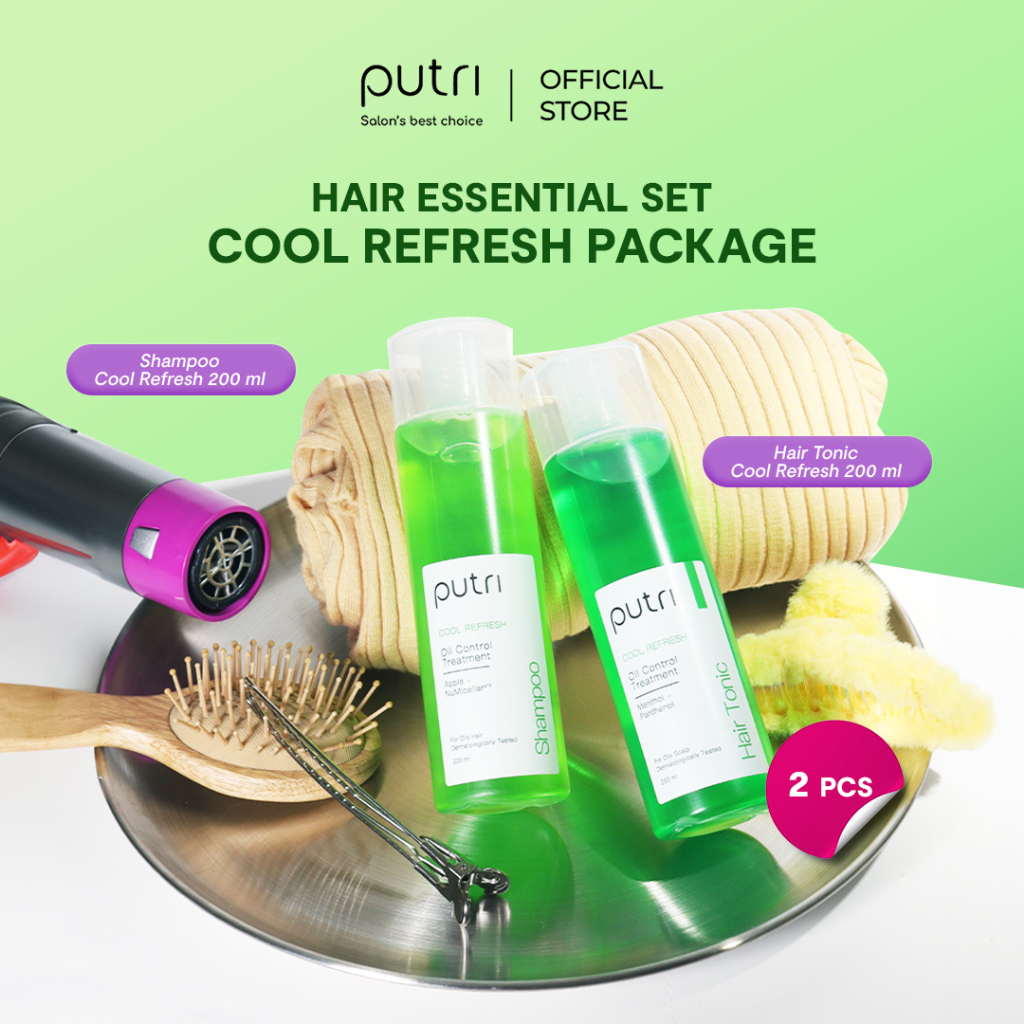 Putri Triple Care Pack Cool Refresh Shampoo 200mL x 3pcs | Shampoo Wangi Tahan Lama | Shampoo Rambut