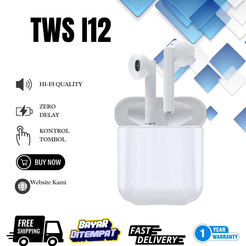 Headset Bluetooth Smart Bluetooth Headset Wireless Headset EARPHONE i12 TWS Headset Bluetooth