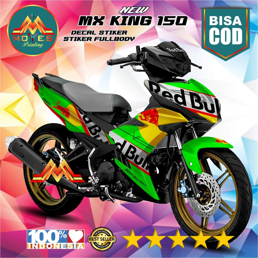 Stiker motor yamaha new mx king 150 full body decal stiker motif Redbull