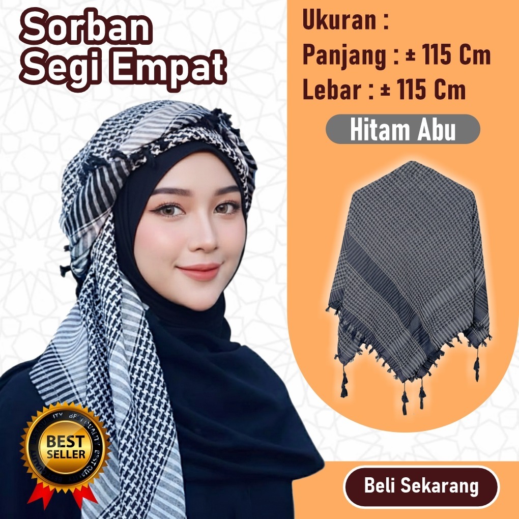 Juleashop Sorban Segi Empat /Sorban Shemagh Arab Rumbai Premium / Sorban Muslim / Sorban Arab /