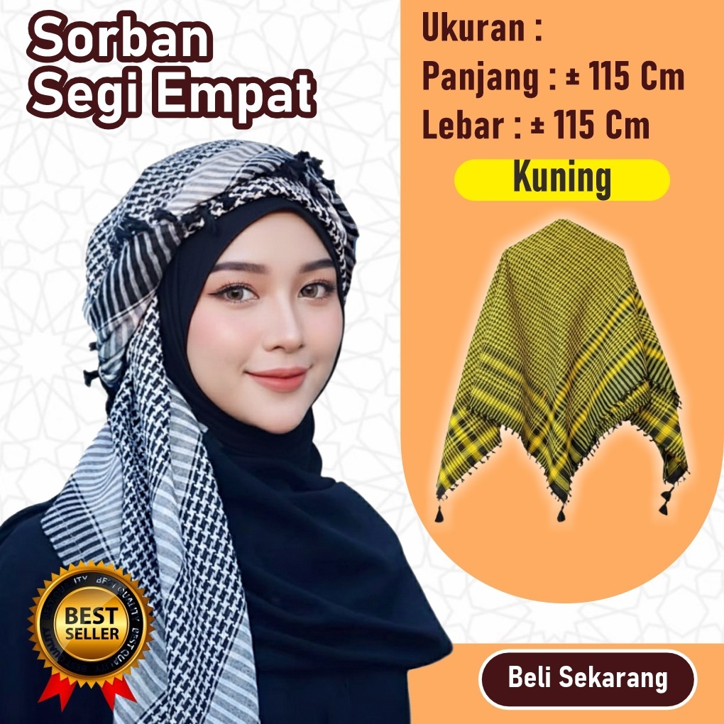 Juleashop Sorban Segi Empat /Sorban Shemagh Arab Rumbai Premium / Sorban Muslim / Sorban Arab /