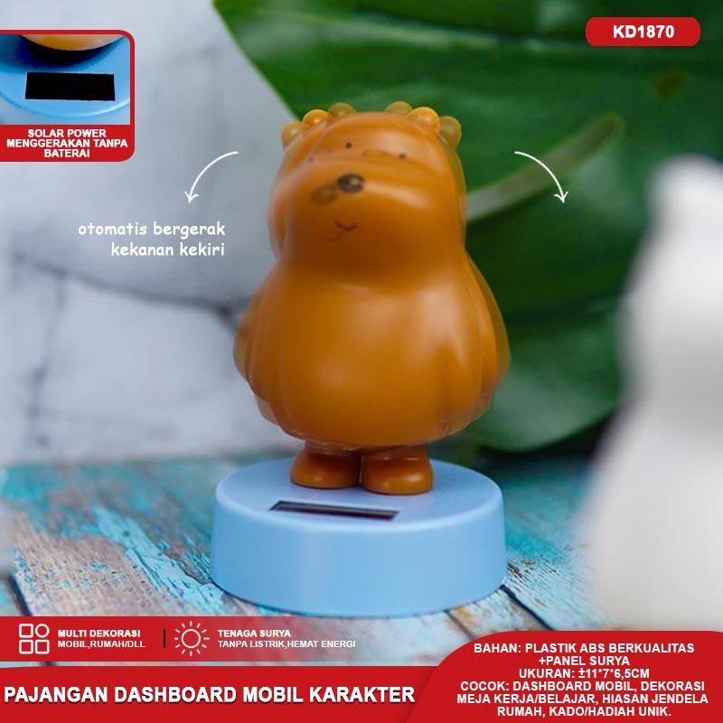 Pajangan Dashboard Mobil Karakter Solar Power Kepala Goyang | Hiasan Meja Boneka Mini  Solar Tenaga 